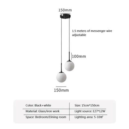 Modern brass glass ball led chandelier – dining room pendant light