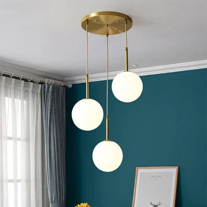 Modern brass glass ball led chandelier – dining room pendant light