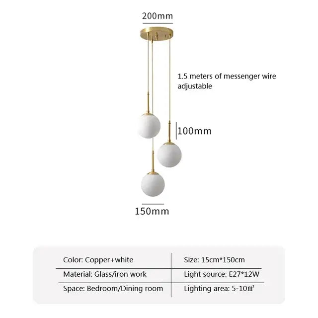Modern brass glass ball led chandelier – dining room pendant light