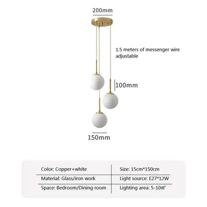 Modern brass glass ball led chandelier – dining room pendant light