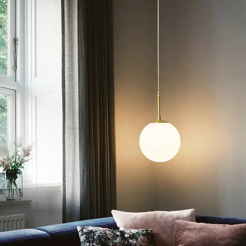 Modern brass glass ball led chandelier – dining room pendant light