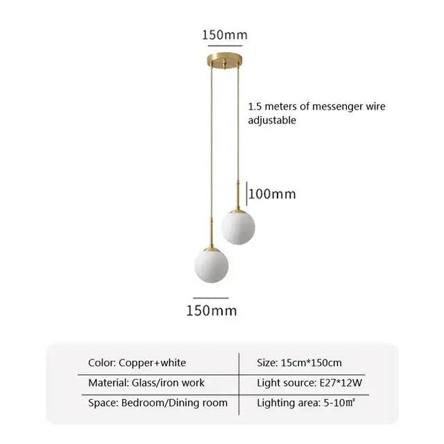 Modern brass glass ball led chandelier – dining room pendant light