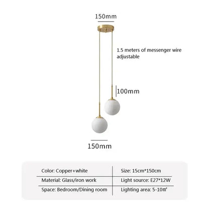Modern brass glass ball led chandelier – dining room pendant light