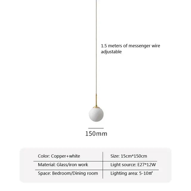 Modern brass glass ball led chandelier – dining room pendant light