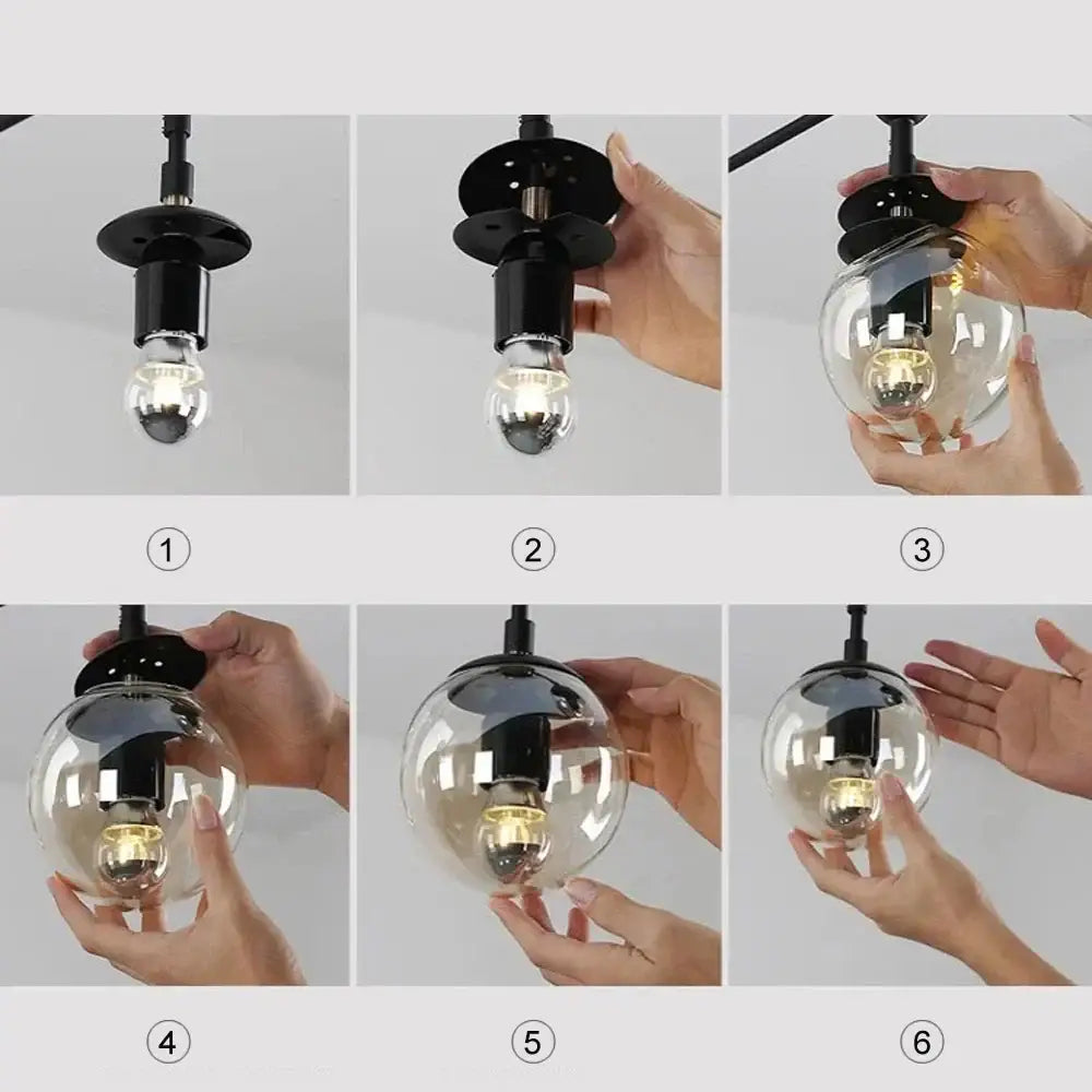 Modern brass glass ball led chandelier dining room pendant light