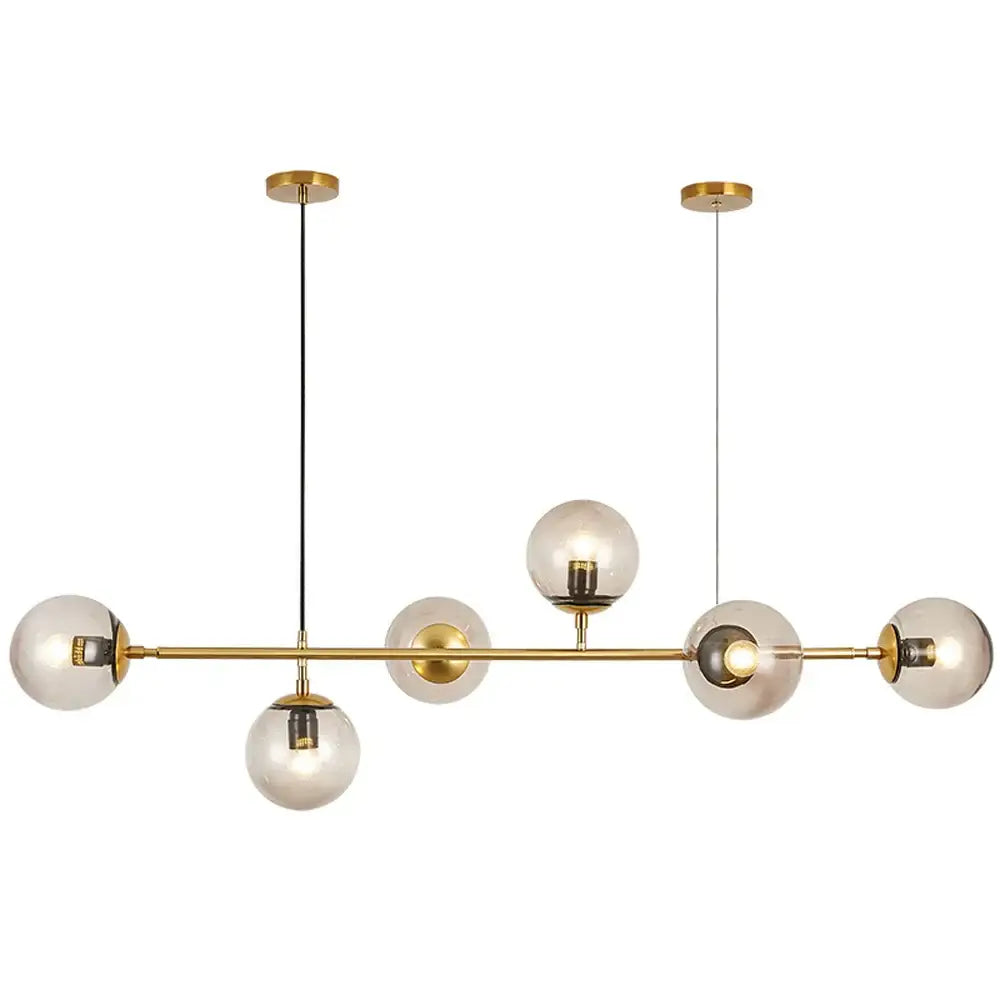 Modern brass glass ball led chandelier dining room pendant light
