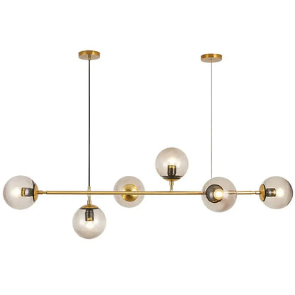 Modern brass glass ball led chandelier dining room pendant light