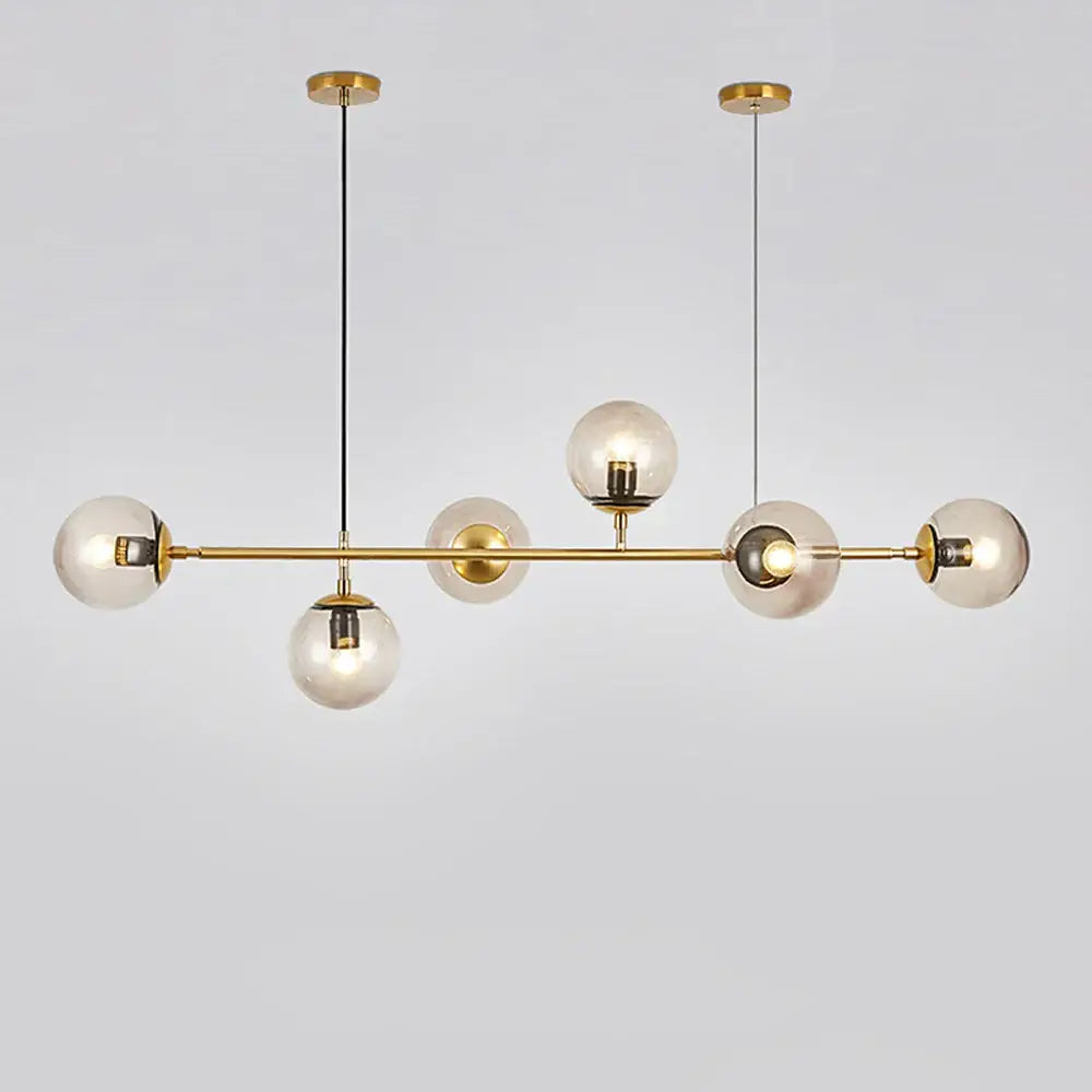 Modern brass glass ball led chandelier dining room pendant light
