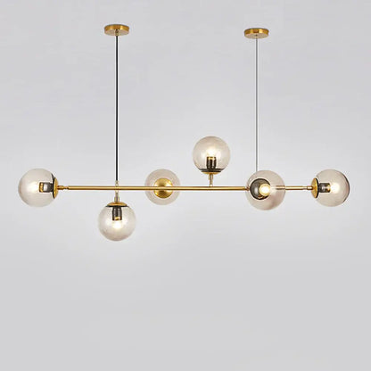 Modern brass glass ball led chandelier dining room pendant light