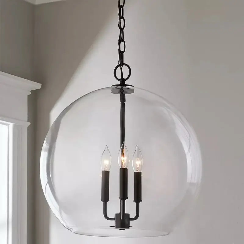 Modern brass glass ball led chandelier for dining room decor