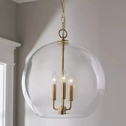 Modern brass glass ball led chandelier for dining room decor