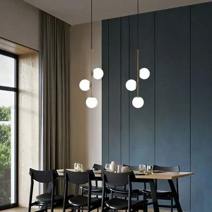 Modern brass glass ball led chandelier for dining room