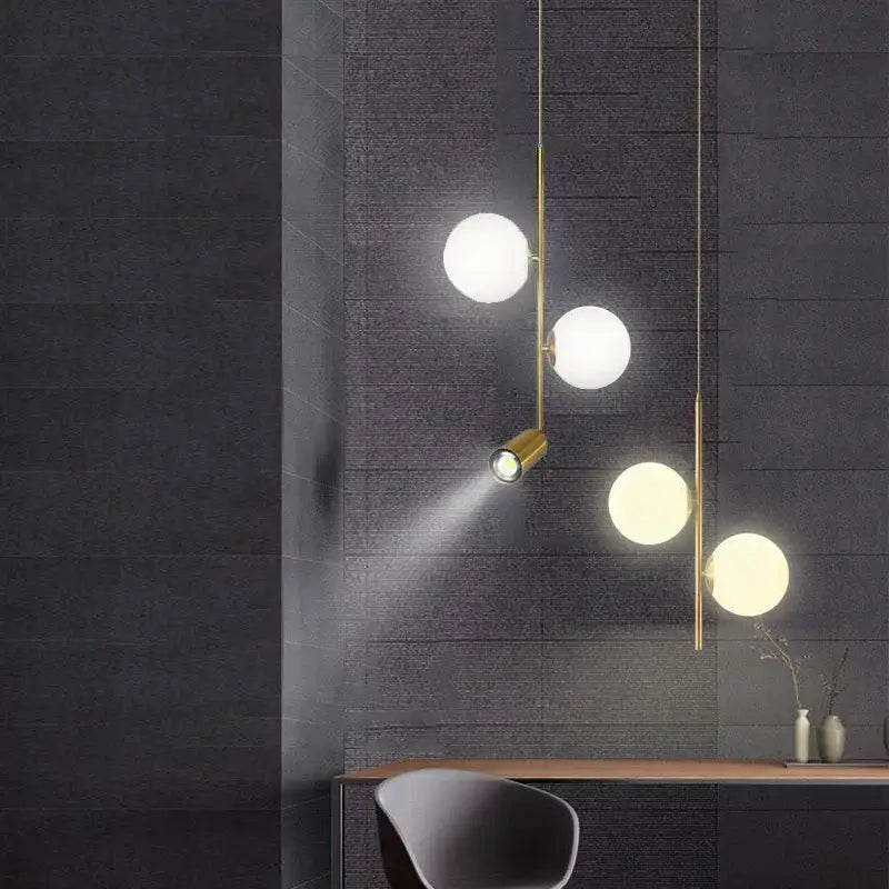 Modern brass glass ball led chandelier for dining room