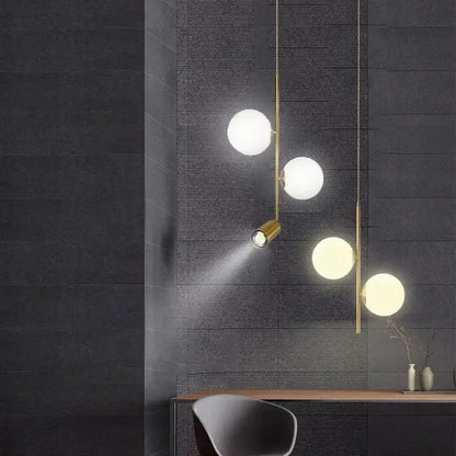 Modern brass glass ball led chandelier for dining room
