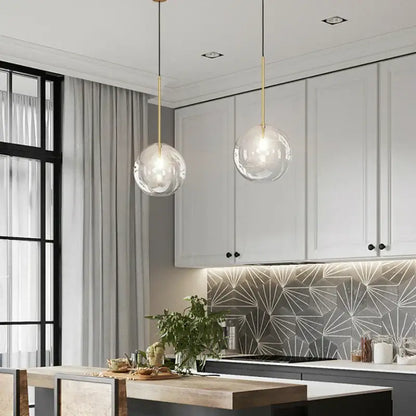 Modern brass glass ball led pendant lamp living room lighting