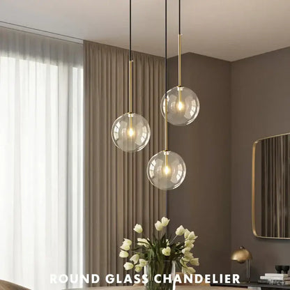 Modern brass glass ball led pendant lamp living room lighting
