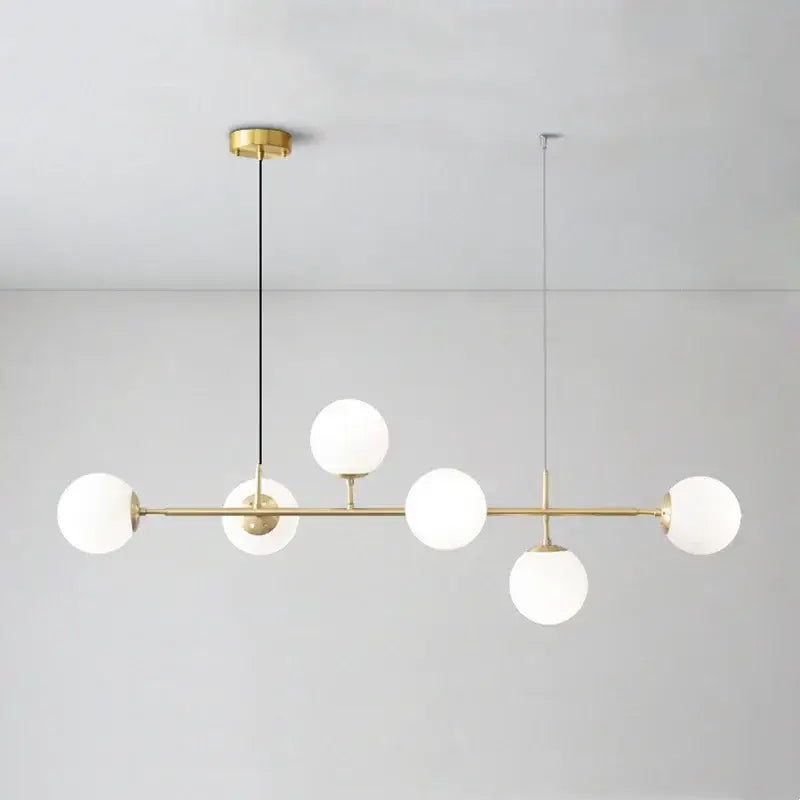 Modern brass glass ball led pendant light living room 5 globe shades