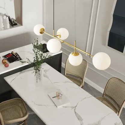 Modern brass glass ball led pendant light living room 5 globe shades