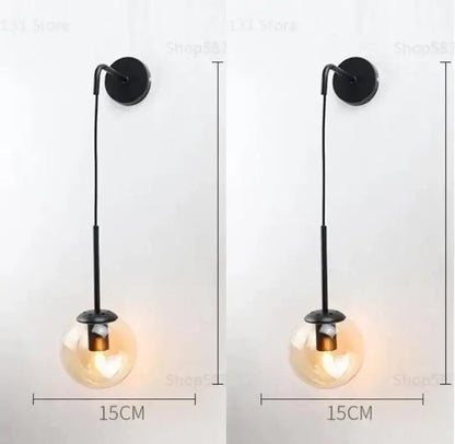 Modern brass glass ball led wall light bedroom sconce