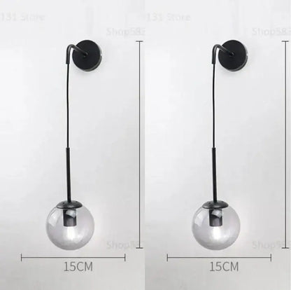 Modern brass glass ball led wall light bedroom sconce