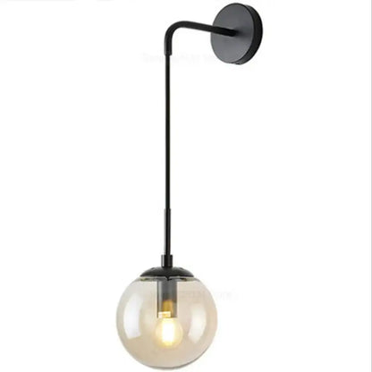 Modern brass glass ball led wall light bedroom sconce