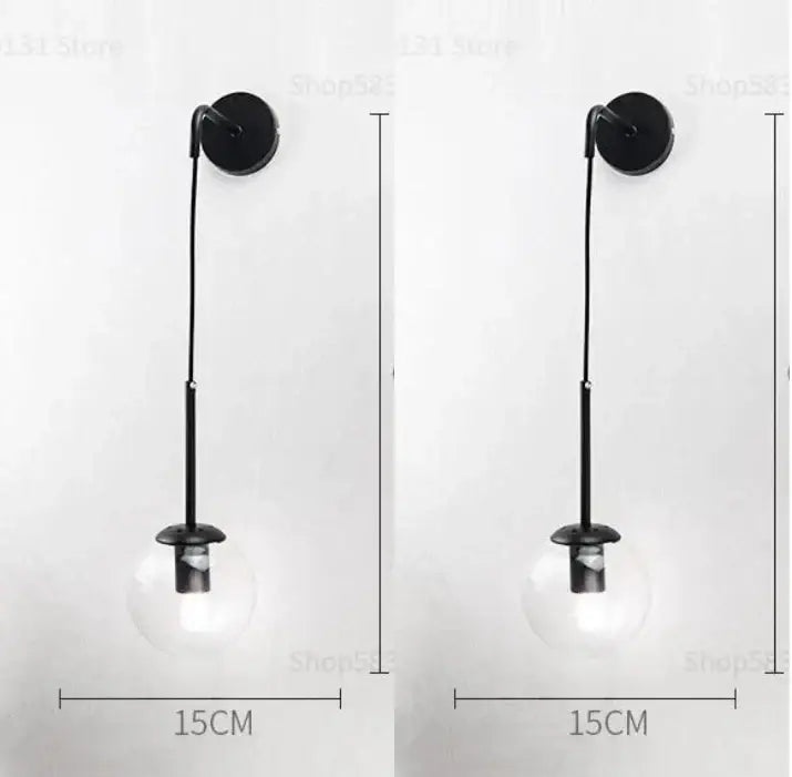 Modern brass glass ball led wall light bedroom sconce