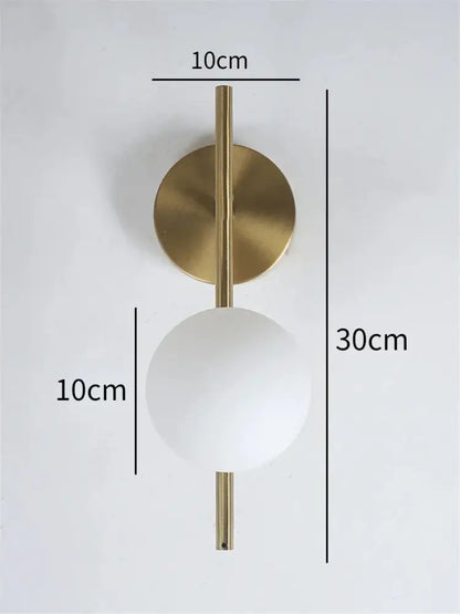 Modern brass glass ball led wall light bedroom sconce