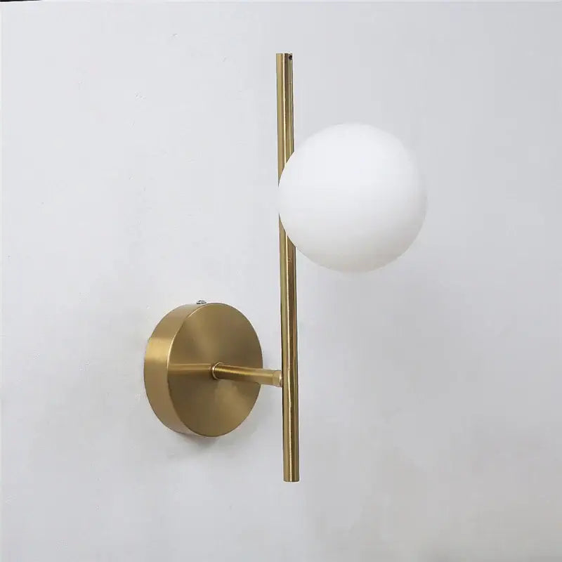 Modern brass glass ball led wall light bedroom sconce