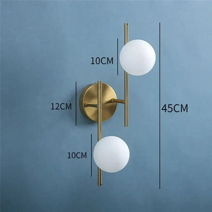 Modern brass glass ball led wall light bedroom sconce