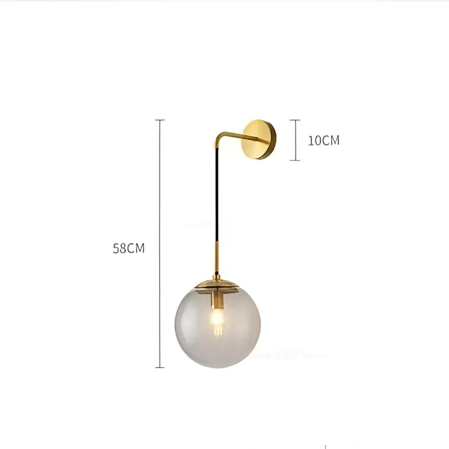Modern brass glass ball led wall light bedroom sconce