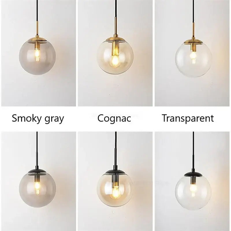 Modern brass glass ball led wall light bedroom sconce