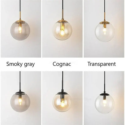 Modern brass glass ball led wall light bedroom sconce