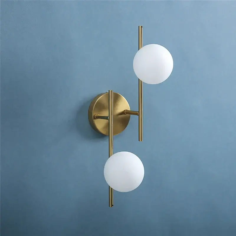 Modern brass glass ball led wall light bedroom sconce
