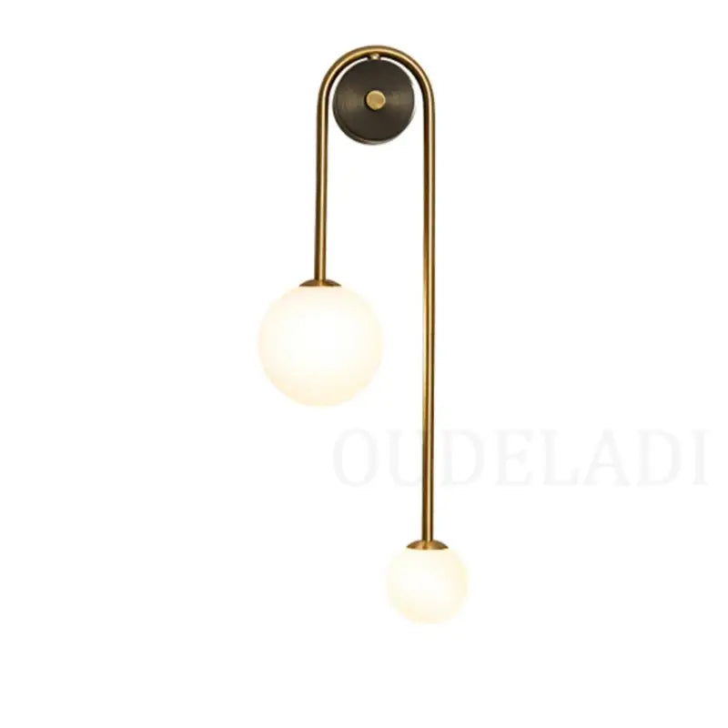 Modern brass glass ball led wall light for bedroom