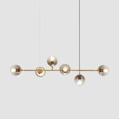 Modern brass glass ball metal pendant light kitchen bar 5 globe