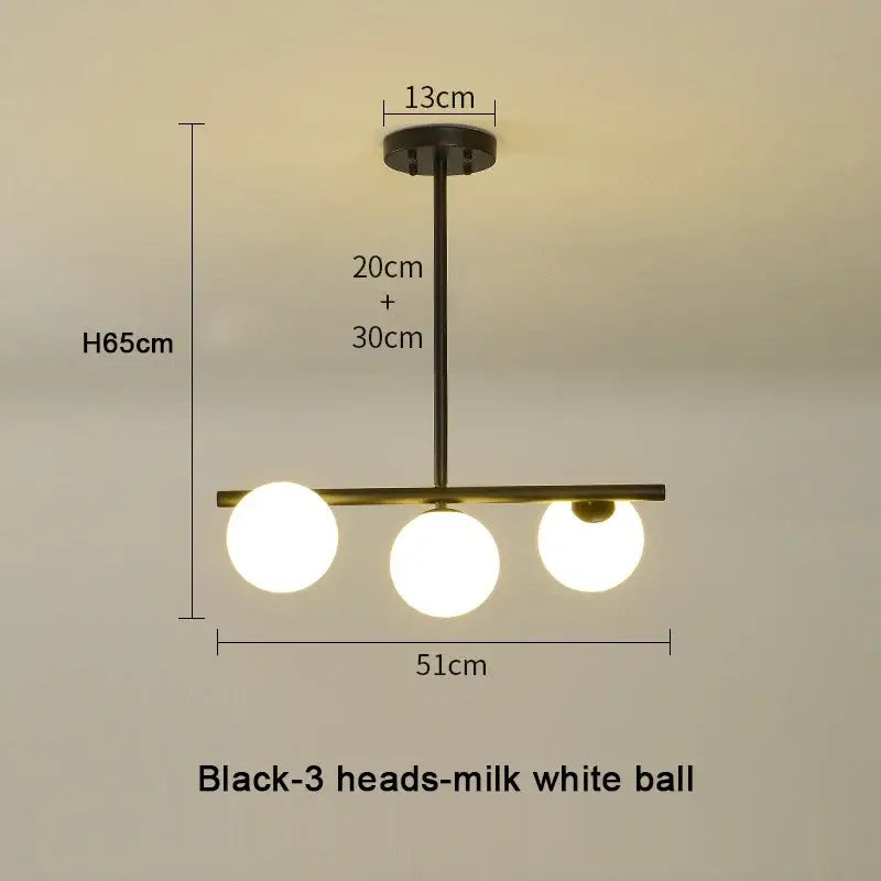 Modern brass glass ball pendant chandelier dining room led light