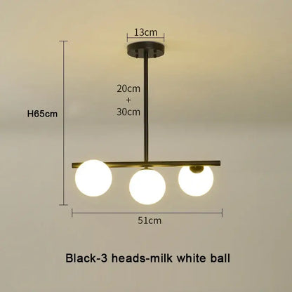 Modern brass glass ball pendant chandelier dining room led light