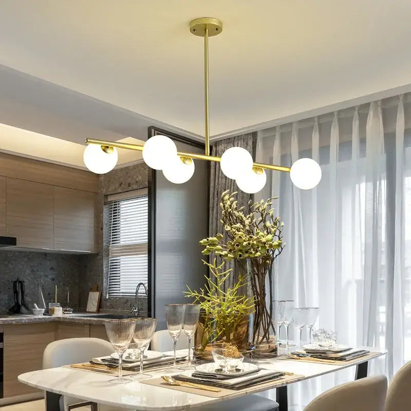 Modern brass glass ball pendant chandelier dining room led light