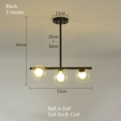 Modern brass glass ball pendant chandelier dining room light