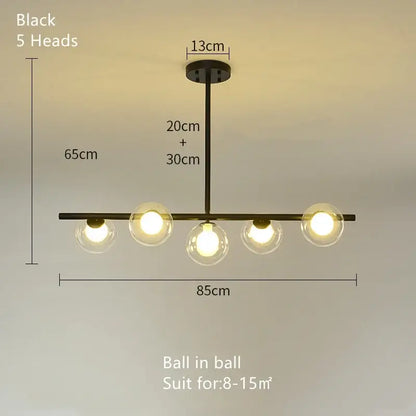 Modern brass glass ball pendant chandelier dining room light