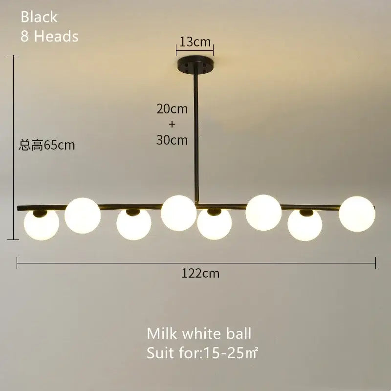 Modern brass glass ball pendant chandelier dining room light
