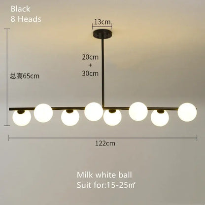 Modern brass glass ball pendant chandelier dining room light