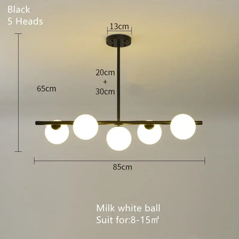 Modern brass glass ball pendant chandelier dining room light