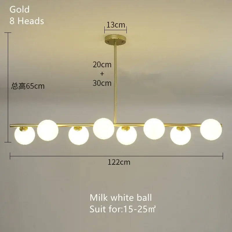 Modern brass glass ball pendant chandelier dining room light