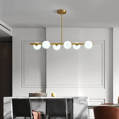 Modern brass glass ball pendant chandelier dining room light
