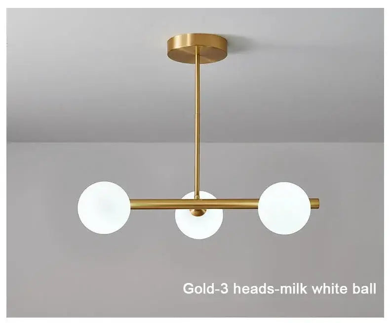 Modern brass glass ball pendant chandelier dining room light