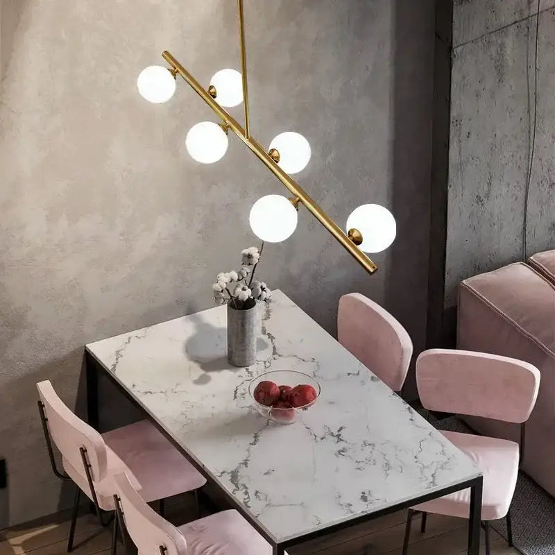 Modern brass glass ball pendant chandelier dining room light