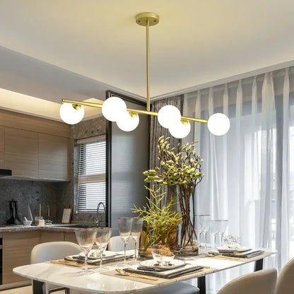 Modern brass glass ball pendant chandelier dining room light