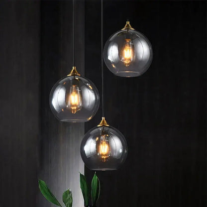 Modern brass glass ball pendant light dining and kitchen fixture
