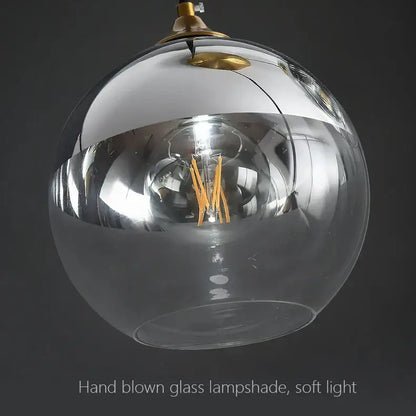 Modern brass glass ball pendant light dining and kitchen fixture